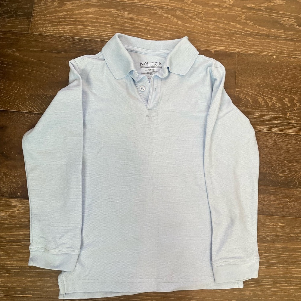 Nautica Light Blue Long Sleeve Polo for Kids